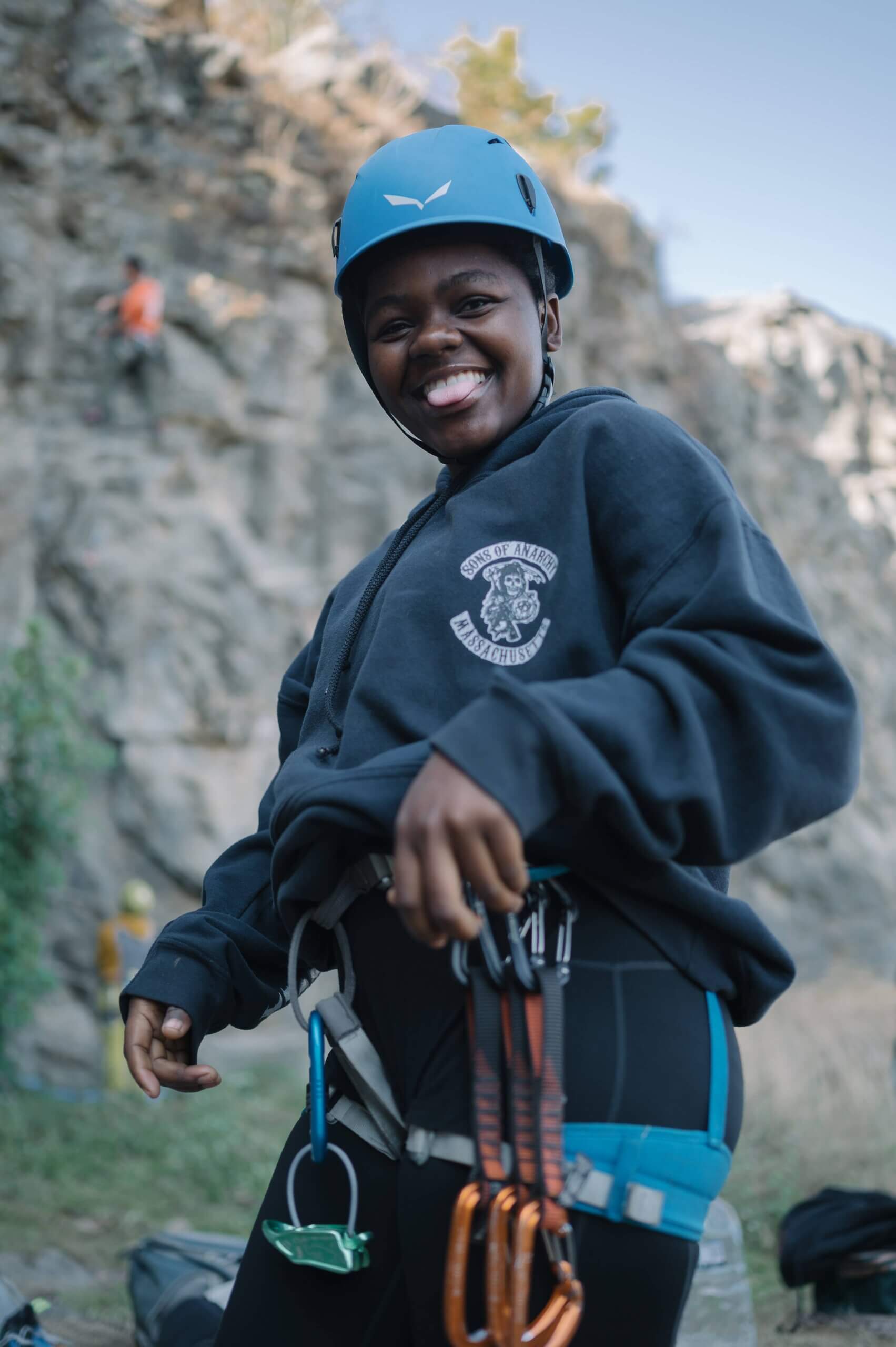 Shalom Maholo looking cute at the crag.